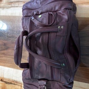 Leather Maroon Duffel Bag